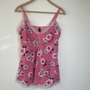 Vintage 90s LAURA ASHLEY Floral Lace Cami Top - Pink Coquette Cottagecore XL